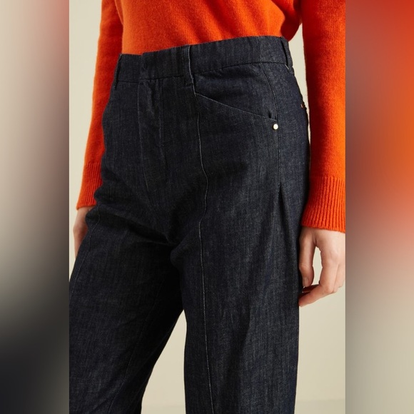 ‘ S Max Mara Label-cut Denim Carrot Trousers Size: US6 IT40 Spring / Summer - Picture 5 of 17